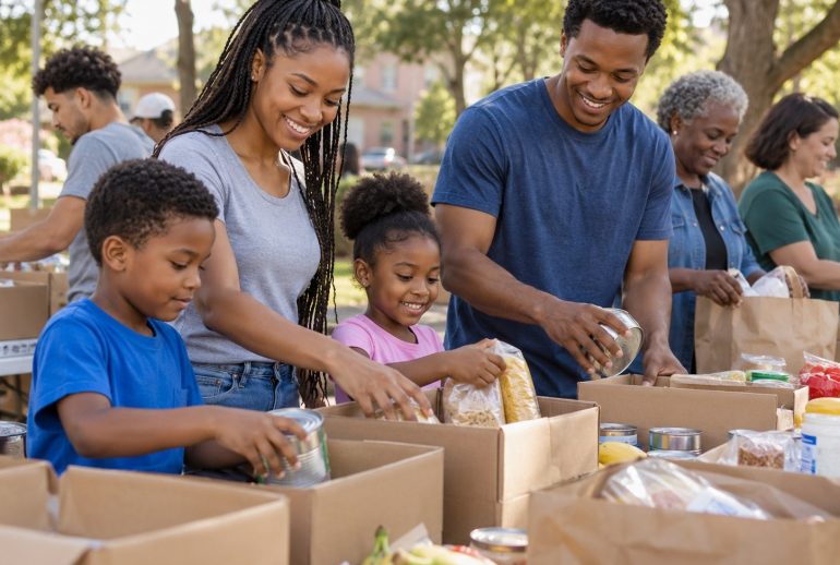 Community Food Packing Togetherness